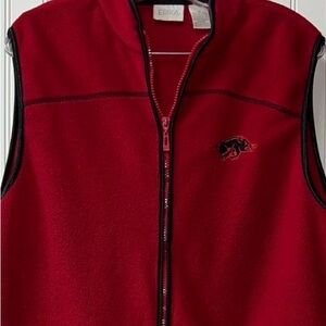 90s Arkansas Razorbacks Red Fleece Vest XL Embroidered Logo Vintage
